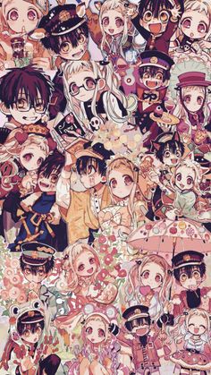 an image of many anime characters with different expressions on their faces and body, all grouped together