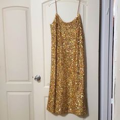 Fabulous Gold Sequin Midi Slip Dress.Perfect For Your Special Occasion. Zara Gold Evening Dress, Zara Gold Party Dress, Gold Slip Dress, Dresses Sequin, Zara Gold, Midi Slip Dress, Gold Sequins, Gold Sequin, Your Special