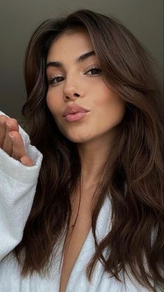 Butterfly Haircut On Brunette, Chocolate Brown Haircut, Chocolate Brown Hair Styles, Face Framing Curtain Bangs Dark Hair, Haircut Inspo 2024, Black Hair For Brunettes, Haircut Brunette Long, Brown Hair Single Process, Emrata Hair Color