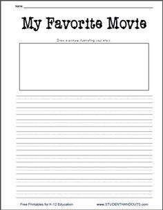 my favorite movie worksheet for students to practice their writing skills and read alouds