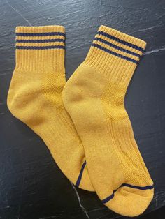 We love the Boyfriend Socks so much we decided she needed a sister, the Girlfriend Socks is the crew version of our original bestseller and classic. These beauties pair perfectly under cropped length pants, and lengthens legs for shorter looks. Girlfriend Socks, Boyfriend Socks, Navy Girlfriend, Camp Counselor, Perfect White Tee, Stylish Socks, The Boyfriend, Vintage Patches