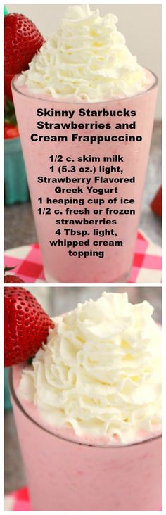 Starbucks Strawberries, Greek Yogurt Flavors, Starbucks Strawberry, Starbucks Drinks Recipes, Strawberry Flavor, Starbucks Recipes, 200 Calories, Frozen Drinks, Smoothie Shakes