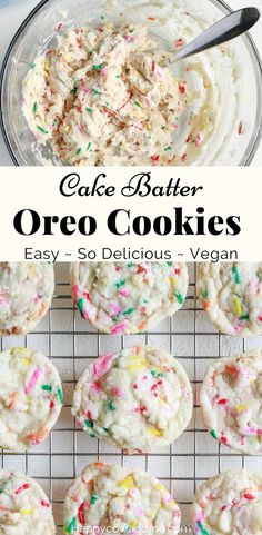 cake batter oreo cookies with sprinkles on top