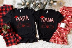 ►HOW TO ORDER:  Shirts are sold individually, not as a set For each shirt choose size, color, and then enter one name into the personalization box ►Matching Christmas Couple Shirts for Nana & Papa! These adorable Christmas tees will be perfect for handing out presents on Christmas morning, or for spending time with the grandkids baking cookies & watching Christmas movies.  ►Customizable! If you have a different name for your grandma or grandpa, enter it in the personalization box.  ►Please check Matching Christmas Shirts, Family Vacation Shirts, Group Shirts, Xmas Sweater, Christmas Couple, Family Trip, Punta Cana, Vacation Shirts, Christmas Tees