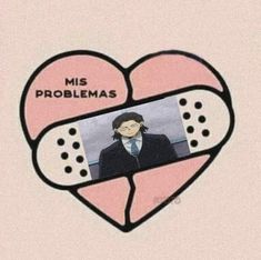 a pink heart with an image of a man in it and the words miss problems