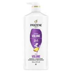 Pantene 2N1 Volume & Body 0% paraben, colorants. No weight down. Cleanses & volumizes. Hardworking, Long-lasting: Pantene Volume & Body 2-in-1 Shampoo + Conditioner gently cleanses & gives lightweight nourishment to fine thin hair. Remove dirt & impurities while revitalizing hair with fullness & movement. Pro-V Nutrients: Protective anti-oxidants; pro-vitamin b5; pH balancers. Safe on: Color treated hair; chemically treated hair. | Pantene 2N1 Volume & Body At Hy-Vee Hair Remove, Pantene Pro V, Anti Oxidants, Fuller Hair, Colored Hair, Online Grocery Shopping, Vitamin B5, Color Treated Hair, Grocery Online