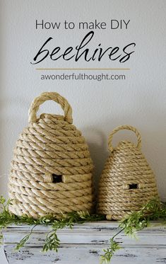 two baskets with the words how to make diy beehives