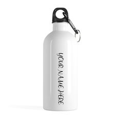 Custom name stainless steel water bottle, hydrating is essential, why not do it in style? This perfect size stainless steel water bottle has a safe closing to keep ones bag dry, while amazing quality print makes it as appealing as practical. For travels, dance classes, or on a desk next to ones laptop - an excellent ch Customised Water Bottles, Dance Classes, Steel Bottle, Work Quotes, Work Travel, Steel Water Bottle, Chain Ring, Stainless Steel Water Bottle, Steel Water