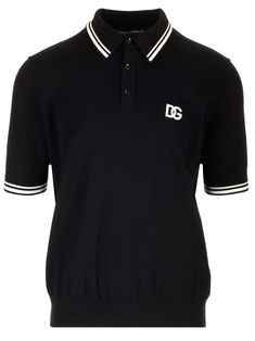 Slim fit polo shirt in black stretch cotton with short sleeves with stitched logo from Dolce & Gabbana. Slim Fit Polo Shirts, Feminine Chic, Stefano Gabbana, Slim Fit Polo, Black Stretch, Stretch Cotton, Designer Dresses, Dolce And Gabbana, Polo Shirt