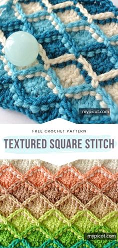 the textured square stitch is shown in different colors