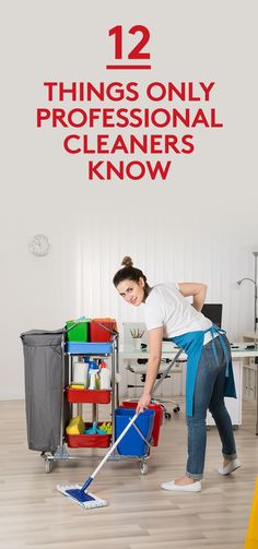 a woman is cleaning the floor with a mop