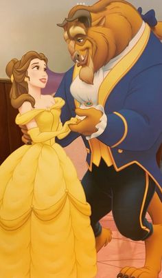 the beauty and the beast are dancing together