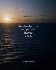 Survive the dark and you will become the light. Inspirational Quotes Motivation, The Light, Inspire Me, The Darkest, Life Quotes, Inspirational Quotes, Lockscreen Screenshot, Lighting, Water