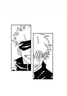 an image of two anime characters in black and white, one with his eyes closed