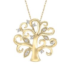 Known to symbolize rebirth and a fresh start, the Tree of Life marks meaningful moments in one | Tree Of Life Pendant Necklace | Diamonds | 10K Yellow Gold (1/10 ct. tw.) | Helzberg Diamonds Necklace With Diamonds, Life Jewelry, Tree Of Life Jewelry, Helzberg Diamonds, The Tree Of Life, A Fresh Start, Tree Of Life Pendant, Grad Gifts, Diamond Pendant Necklace