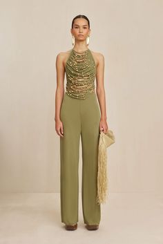 KORA PANT - TEA – CULT GAIA Runway Dresses, Cult Gaia, Minimal Fashion, Lifestyle Brands, Summer Looks, Tangled, Halter Top, Fashion Inspo Outfits, Wide Leg Pants