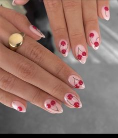 Cute Cherry Nails, Fruit Nail Designs, Milky Nails, Red Nail Designs, Red Nail, Neutral Nails, Fire Nails, Classy Nails