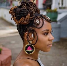 Loc Spirals, Dreadlocks Pinup Styles, Witch With Dreadlocks, Chakra Loc Jewelry, Gothic Dreadlocks, Natural Hair Accessories, Twa Hairstyles, Black Witch, Hair Locks