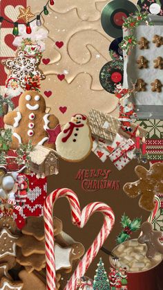 a christmas collage with gingerbreads, cookies and candy canes