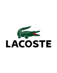 the logo for lacoste is shown in black and white with an alligator's head