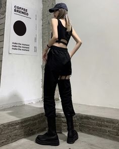 Can be worn as a costume or an edgy outfit  Match this with a cropped slim-fit top  Garterized waistband that perfectly hugs your body  With functional side pockets Edgy Mid-rise Pants For Streetwear, Edgy Mid-rise Streetwear Pants, Black Mid-rise Punk Pants, Mid-rise Black Punk Pants, Casual Fitted Cargo Pants For Alternative Fashion, Punk Style Bottoms With Pockets, Black Cropped Bottoms With Pockets, Cropped Black Bottoms With Pockets, Cotton Punk Bottoms For Night Out