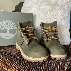 Waterproof Timberland Boots Olive Green Timberland Waterproof Boots. Comes In Original Box With The Original Timberland Guaranteed Tags. Condition: Brand New/Never Worn Size: Juniors 5.5 (Can Fit Up To A Size 6 And Women’s Size 8) Green Waterproof High-top Boots, Green Waterproof Boots With Reinforced Round Toe, Green Waterproof Boots With Round Toe For Outdoor Activities, Green Insulated Boots With Round Toe, Timberland Insulated Hiking Boots With Round Toe, Green Waterproof Boots For Outdoor Activities, Green Leather Boots For Outdoor Work, Green High-top Boots For Outdoor, Green Waterproof Boots With Round Toe