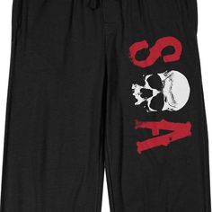 Relax in both comfort and fun style when you step into these cozy and soft Men's Sons of Anarchy SOA Sleep Pants. FEATURES Rounded hem Fly front Two functional side pocketsFIT & SIZING Inseam: 32" Elastic waistband with drawstringFABRIC & CARE Cotton Machine wash Imported Size: XXL. Color: Black. Gender: male. Age Group: adult. Casual Lounging Bottoms With Letter Print, Casual Graphic Print Loungewear Bottoms, Casual Black Lounge Pants, Casual Stretch Sleepwear With Letter Print, Black Casual Sleepwear With Relaxed Fit, Casual Black Pants For Lounging, Casual Black Lounging Pants, Casual Black Sleepwear With Relaxed Fit, Casual Black Sleepwear In Relaxed Fit