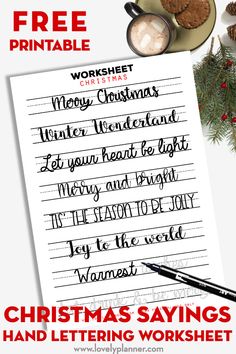 christmas writing worksheet for kids and adults with the words merry christmas written on it