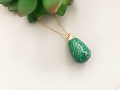 "Beautiful green malachite perfume necklace, made of manmade malachite pendant, real 18k gold plated brass chain, lead and nickel free. Malachite pendant size is 2\". Easy to put a perfume fragrance into the bottle and enjoy the smell of your favourite perfume. Necklace will be packed in beautiful ready-to-gift pouch. Please contact me if you have any question." Green Pendant Necklace For Keepsake, Green Pendant Necklace As Keepsake, Green Malachite Necklace For Gift, Green Spiritual Pendant Charm Necklace, Spiritual Green Pendant Charm Necklace, Malachite Pendant Necklace For Gift, Malachite Pendant Necklace As Gift, Gold Malachite Necklace As Gift, Favourite Perfume