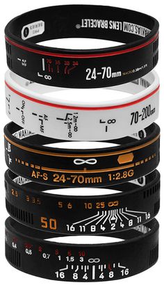 four different types of camera lens rings with numbers on each side and the same size