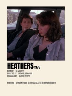 the movie poster for leathers starring two women sitting in a car, one with her head turned to the side