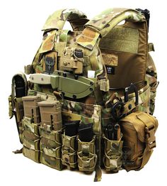 a large multi - pocketed vest with multiple pockets on the front and back, all covered in camo