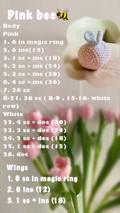 the instructions for crochet pink bee ring