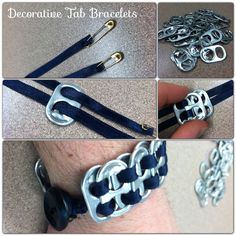 the instructions for how to make a bracelet with metal clasps and leather cord ends