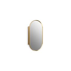 a mirror that is on the wall next to a white background with a gold frame