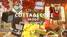 a collage of photos with the text cottage mods for the minecraft pie