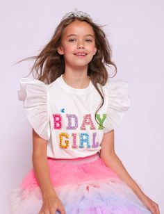 Crystal Hoodie, Flower Sweater, Rainbow Sweater, Colorful Birthday, Birthday Boy Shirts, Bday Girl, Tie Dye Sweatshirt, Ruffle Shirt, B Day