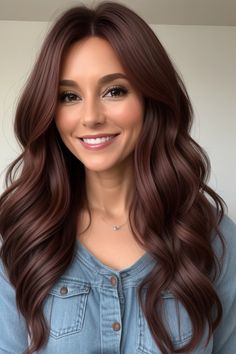 Chocolate Copper Hair Styles | Hairstyles 2023 Copper Hair Trends For Women, Carmel Chocolate Hair, Chocolate Rose Gold Hair Balayage, Cognac Brown Hair Color, Dark Solid Hair Color, Hair Ideas For Latinas, Mohagni Hair Color, Chocolate Auburn Hair With Highlights, Dark Chocolate Copper Hair