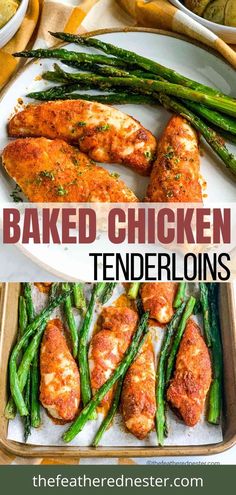 baked chicken tenderions with asparagus and green beans