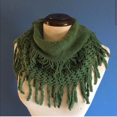 Keep Your Neck Warm With This Lovely Green Scarf. Wrap Around Twice For A Great Look (As Shown). Pair With A Cream Top And Jeans. Makes A Great Christmas Gift. Material: 100% Viscose Top And Jeans, Cream Top, Green Scarf, Cream Tops, Knit Infinity Scarf, Great Christmas Gifts, Neck Warmer, Infinity Scarf, Wrap Around