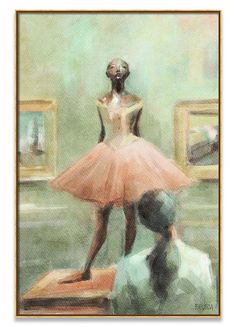 a painting of a woman in a pink tutu skirt standing next to a man