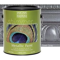 a metallic paint with a peacock design on it