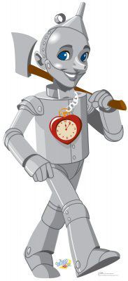 a robot holding a baseball bat and clock