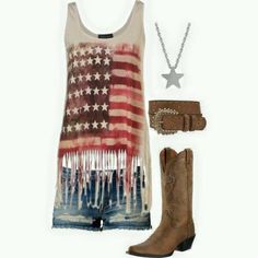 Love The American Flag Country Night, Summer Cowgirl, Country Apparel, Girl Camo, Fest Outfits, Dresses Ladies