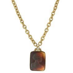 Tortoise Cameo Glass Square Necklace 18   21 Inch Adjustable Channel Jewelry, Square Pendant Necklace, Refined Fashion, 1928 Jewelry, Square Necklace, Vintage Aesthetics, Vintage Style Jewellery, Cameo Necklace, Square Pendant