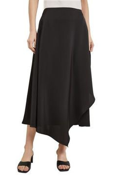 Tiered asymmetric ruffles bring head-turning charm to this maxi skirt crafted from silky charmeuse. 32"–38" length (size Extra Small) Hidden side-zip closure Unlined 100% polyester Hand wash, dry flat Imported Elegant Bias Cut Maxi Skirt For Summer, Chic Silk Voluminous Maxi Skirt, Silk Flowy Maxi Skirt, Chic Voluminous Silk Maxi Skirt, Elegant Flowy Skirt With Handkerchief Hem, Pre-draped Asymmetrical Skirt For Evening, Voluminous Asymmetrical Maxi Skirt For Evening, Asymmetrical Silk Maxi Skirt With Lining, Elegant Asymmetrical Hem Maxi Skirt For Summer