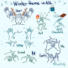 handwritten winter theme in asl