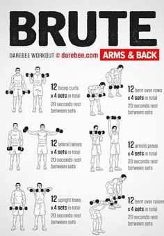 a poster showing how to do an arm and back workout with the instructions on it