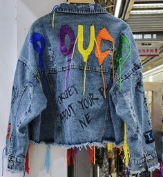 Fabric: Denim Pre Order, Fashion Looks, Mixed Media, Denim Jacket, Graffiti, Outfit Inspirations, My Style, Media, Fabric