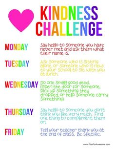 a poster with the words kindness challenge written in different colors and font on white paper